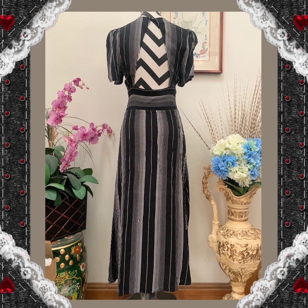 Afrm Open Back Striped Dress